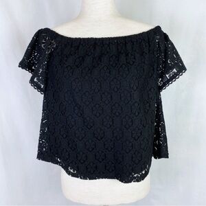 NWOT LUSH Black lace Off-Shoulder Top